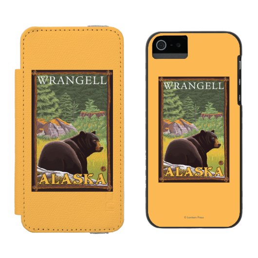森林- Wrangell、アラスカのツキノワグマ Incipio iPhoneウォレットケース (並び)