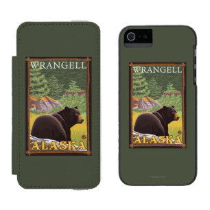 森林- Wrangell、アラスカのツキノワグマ iPhone SE/5/5sウォレットケース