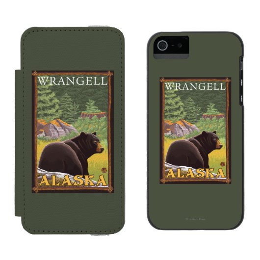 森林- Wrangell、アラスカのツキノワグマ Incipio iPhoneウォレットケース (並び)
