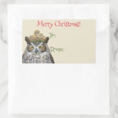 森王室のフクロウのクリスマステッカーへ/から 長方形シール (バッグ)