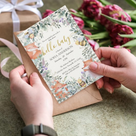 森男女兼用動物ボホベイビーシャワー 招待状