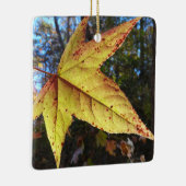 森白熱［赤熱］光を放つのアユの葉 セラミックオーナメント (右)