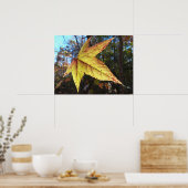 森白熱［赤熱］光を放つのアユの葉 ポスター (キッチン)