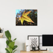 森白熱［赤熱］光を放つのアユの葉 ポスター (ホームオフィス)