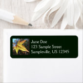 森白熱［赤熱］光を放つのアユの葉 ラベル (インサイチュ)