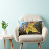 森白熱［赤熱］光を放つのアユの葉 ランバークッション (椅子)