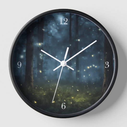 森白熱［赤熱］光を放つ蛍 壁時計 (正面)