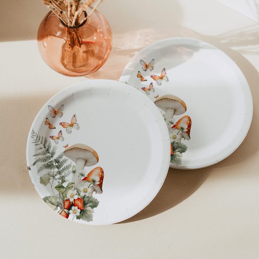 森秋小さなキノコの赤ちゃんシャワー ペーパープレート