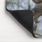 森素晴らしの野生生物で生まれるグレイ・フクロウの写真 マウスパッド (コーナー)