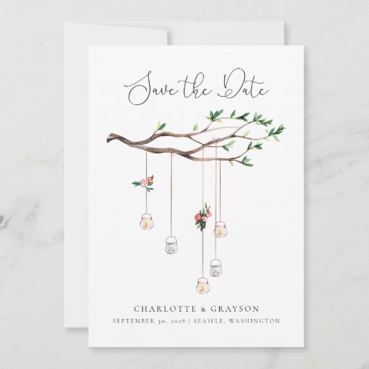 森素朴とライト水の色の保存日付 招待状 (正面)