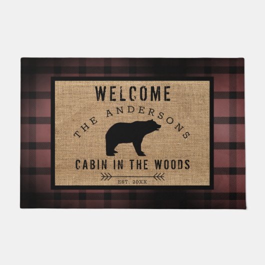 森素朴の中のプレイドベアーウェルカムキャビン ドアマット (正面)