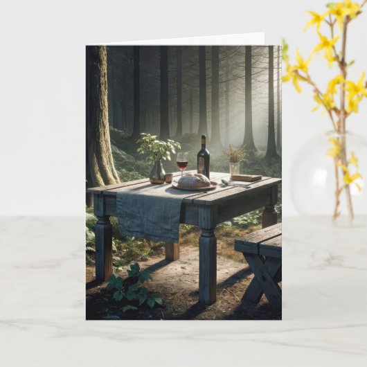 森素朴の中の誕生日用のテーブル カード (黄色い花)