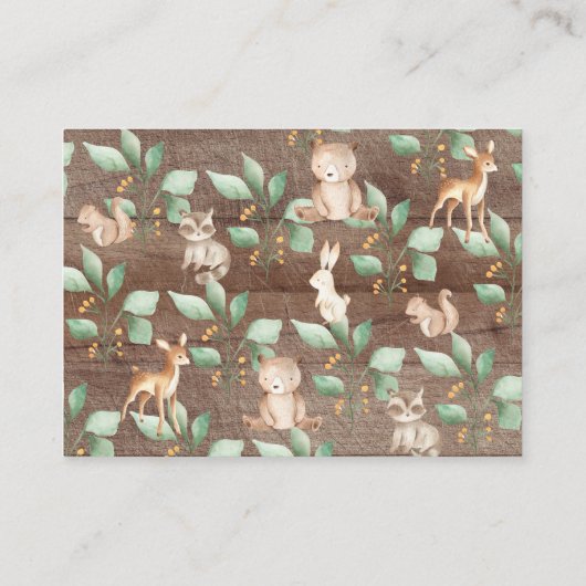 森素朴の動物のギフトディスプレイシャワー エンクロージャーカード (裏面)