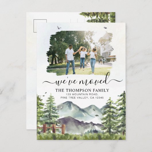 森素朴の山の引っ越しました写真の移動 案内ポストカード (正面/裏面)