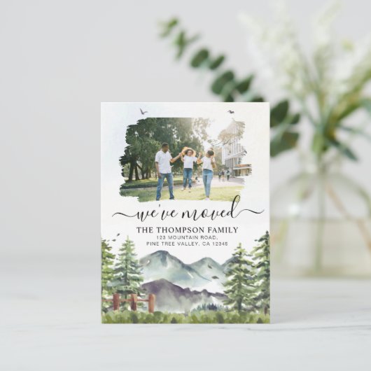 森素朴の山の引っ越しました写真の移動 案内ポストカード (スタンド正面)
