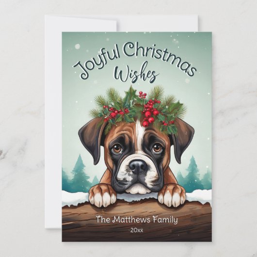 森素朴の松のぞきボクサーめでたいクリスマス シーズンカード (正面)