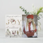 森素朴の森の鹿の喜びクリスマスフォト シーズンカード (スタンド正面)