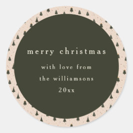 森素朴の緑のクリスマスツリーギフト ラウンドシール