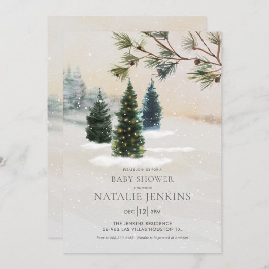 森素朴の赤男女兼用ちゃんシャワー 招待状 (正面/裏面)