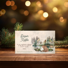 森素朴クマ赤ちゃんシャワーおむつラッフル エンクロージャーカード