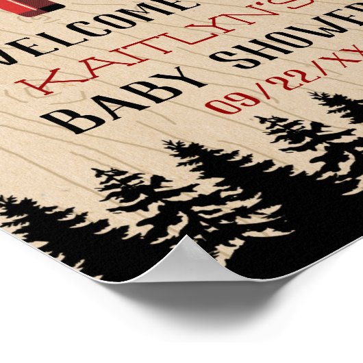 森素朴バッファロープレイドワイルドワンベイビーシャワー ポスター (角)