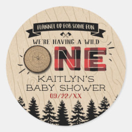 森素朴バッファロープレイドワイルドワンベイビーシャワー ラウンドシール