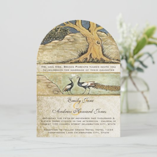 森素朴ピーコックバード結婚式招待状 招待状 (スタンド正面)