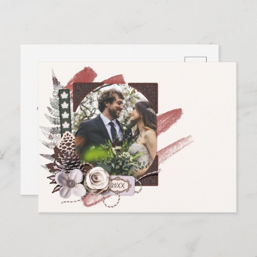 森素朴冬の結婚式の写真サンキューカード ポストカード (正面/裏面)