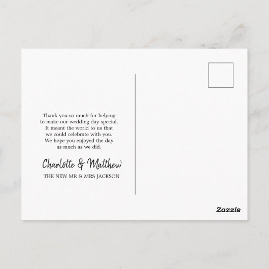 森素朴冬の結婚式の写真サンキューカード ポストカード (裏面)