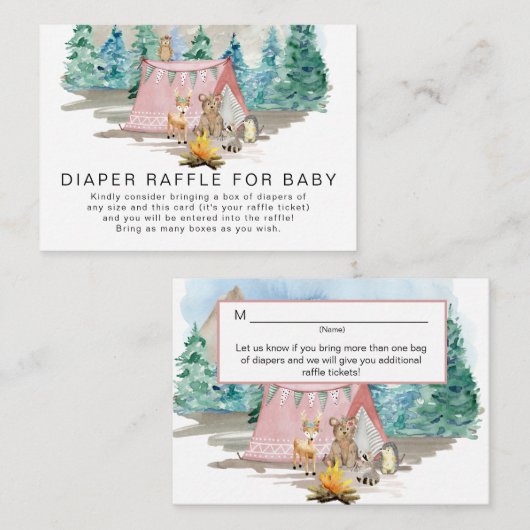 森素朴動物の鹿がフローラの赤ちゃんシャワー エンクロージャーカード (正面/裏面)