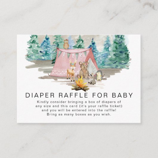 森素朴動物の鹿がフローラの赤ちゃんシャワー エンクロージャーカード (正面)