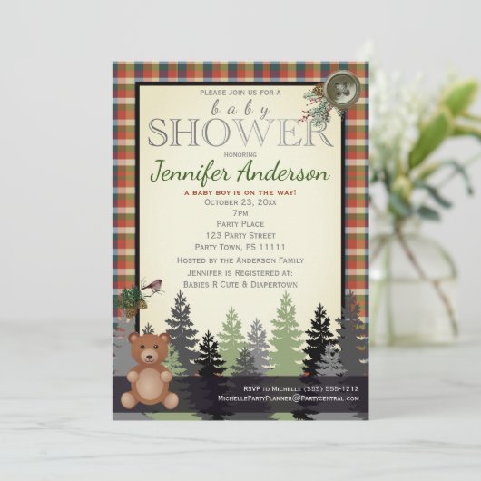 森素朴国プレイドベビーシャワーベア 招待状 (スタンド正面)