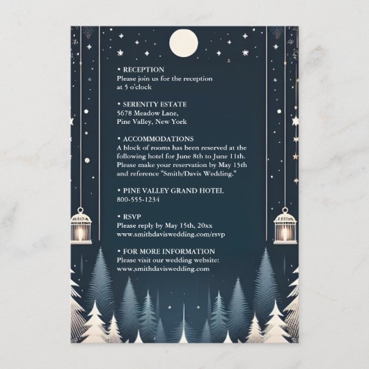 森素朴星の雪の明るい冬の結婚式 エンクロージャーカード (正面)