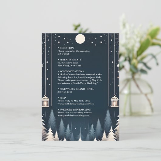 森素朴星の雪の明るい冬の結婚式 エンクロージャーカード (スタンド正面)