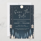 森素朴星の雪の明るい冬の結婚式 セーブザデート (正面)