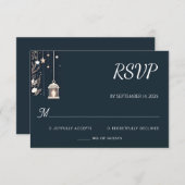 森素朴星の雪の明るい冬の結婚式 出欠カード (正面/裏面)