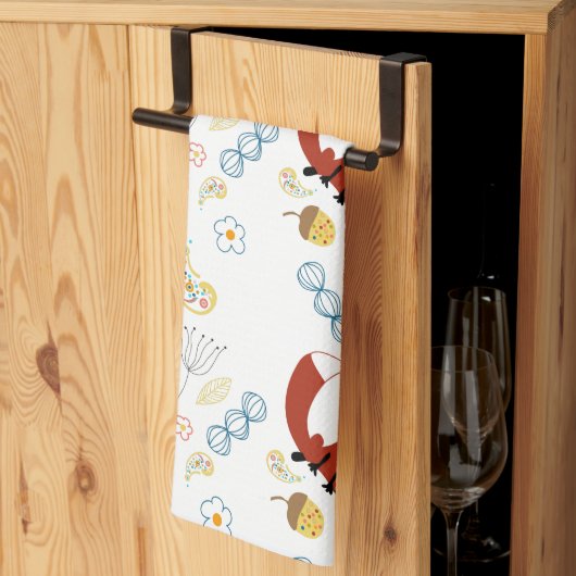 森素朴林の動物キツネ模様 キッチンタオル (三つ折り)