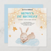 森素朴林の動物ワイルドワン誕生日 招待状 (正面/裏面)