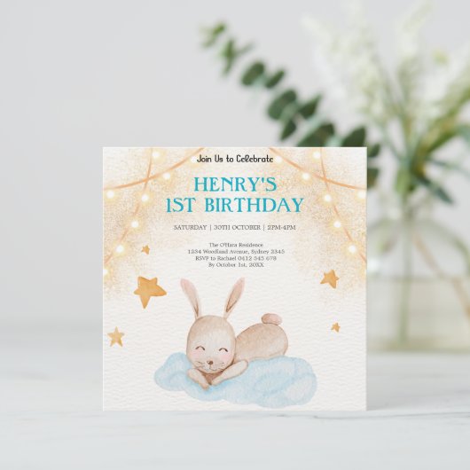 森素朴林の動物ワイルドワン誕生日 招待状 (スタンド正面)