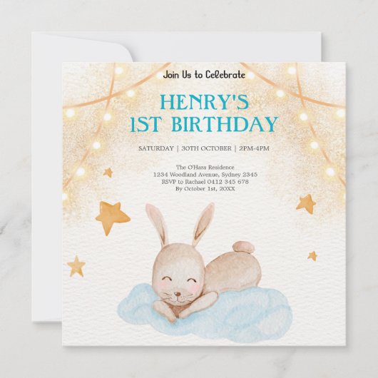 森素朴林の動物ワイルドワン誕生日 招待状 (正面)