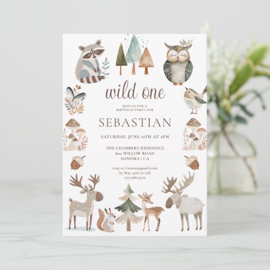 森素朴林の動物ワイルドワン誕生日 招待状 (スタンド正面)