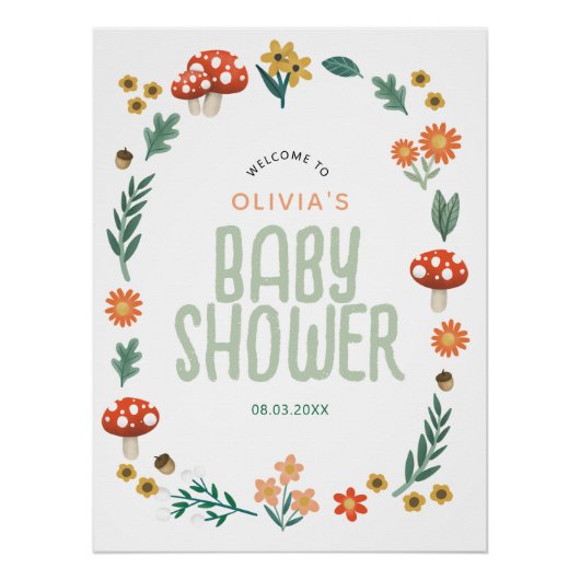 森素朴林の赤ちゃんシャワー歓迎サイン ポスター (正面)