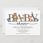 森素朴森林動物の赤ちゃんシャワー 招待状 (正面)