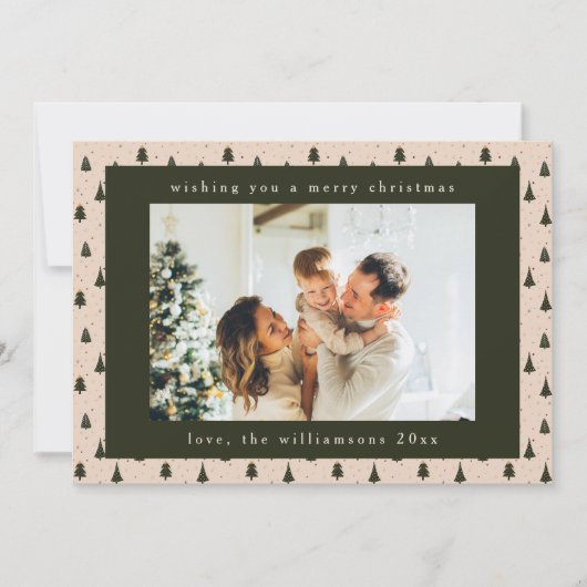 森素朴緑のクリスマスツリー2枚の写真 シーズンカード (正面)