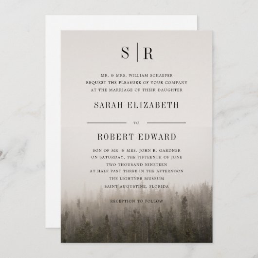 森素朴霧の風景リハーサルディナー 招待状 (正面/裏面)