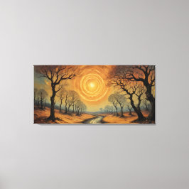 森絵を描の中の川走の一画 キャンバスプリント