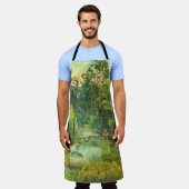 森絵画の水色 エプロン (着用した状態)