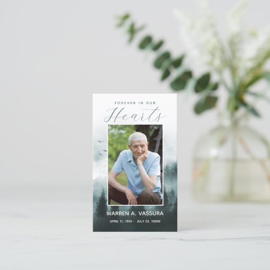 森自然葬儀記念祈りの言葉フォトカード 名刺 (スタンド正面)