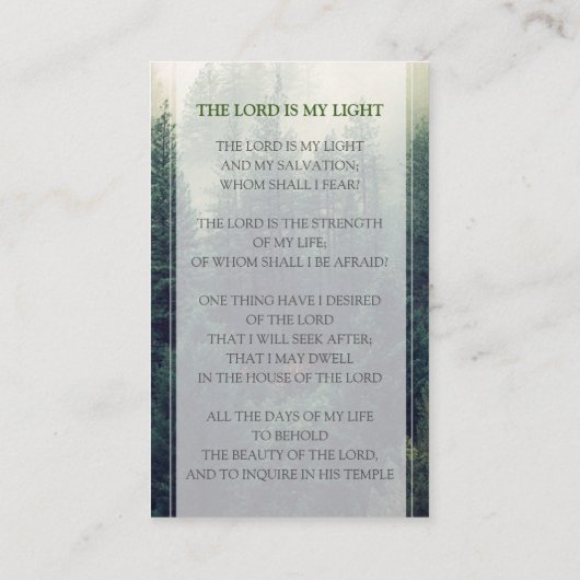 森葬祈りの言葉カード、記念祈りの言葉カード 名刺 (裏面)