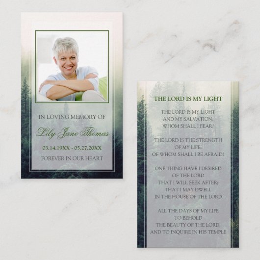 森葬祈りの言葉カード、記念祈りの言葉カード 名刺 (正面/裏面)